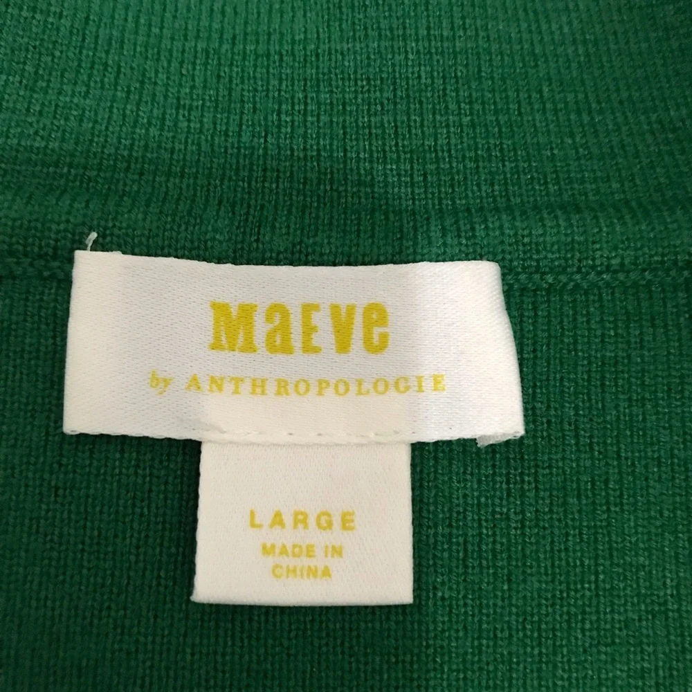 Maeve by Anthropologie Green and White Striped Sleeveless Polo Top Size L - Picture 5 of 6